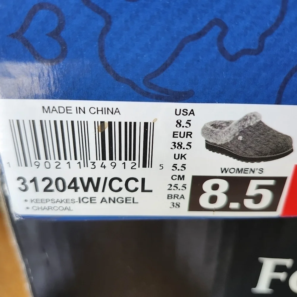 Skechers BOBS Keepsakes Ice Angel Charcoal Slippers Cable Knit Faux Fur 8.5 Wide - Picture 9 of 16